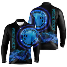 Load image into Gallery viewer, Blue Bowling Shirts for Men Personalized Bowling Team Jersey Custom Bowling Polo &amp; Quarter-Zip Shirts NQS8452