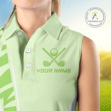 Load image into Gallery viewer, Green Women Sleeveless golf polo shirts custom golf outfits for ladies, Gift for golf lovers NQS10849