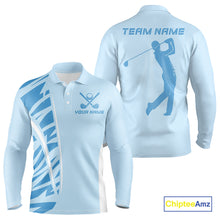 Load image into Gallery viewer, Blue Men golf polo shirts custom golf outfits for men, Gift for golf lovers NQS10850
