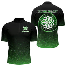 Load image into Gallery viewer, Black &amp; Green glitter Lucky Darts Shirt For Men Custom St Patrick Day Darts Jersey for Team NQS9363