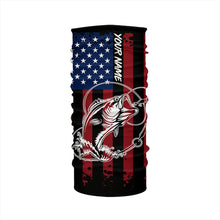 Load image into Gallery viewer, Black American flag Bass fishing tattoo customize performance long sleeves patriotic Fishing shirts NQS6131