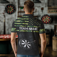 Load image into Gallery viewer, Green camo American Flag Dart jerseys Polo, 1/4 Zip Shirt for Men Custom Patriotic Darts Team shirts NQS9519