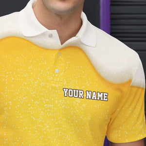 Custom Funny Beer Bowling Polo, Quarter Zip Shirts For Men My drinking team has a bowling problem NQS10638