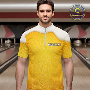 Custom Funny Beer Bowling Polo, Quarter Zip Shirts For Men My drinking team has a bowling problem NQS10638