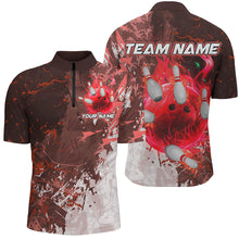 Load image into Gallery viewer, Red Camo Flame Bowling Polo, Quarter Zip Shirts For Men Custom Bowling Team Jersey Outfits NQS8703