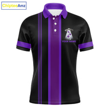 Load image into Gallery viewer, Black and Purple ufo alien Retro Bowling Polo, Quarter Zip Shirts for men Custom Bowling Team Jersey NQS11464