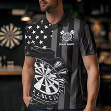 Load image into Gallery viewer, Personalized Black American flag Lightning thunder Custom Dart Team Shirts For Mens Darts Jersey NQS9539