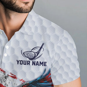 Personalized American Flag Eagle White Men golf polo shirts Custom patriotic golf tops for Men NQS9541