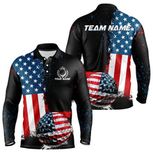 Load image into Gallery viewer, Black American Flag Mens Golf Polo Shirts Custom Golf attire for men, patriotic golf gifts NQS9696