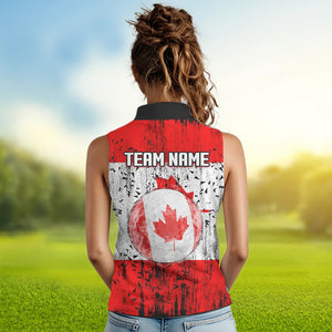 Personalized Black Camo Womens golf shirts sleeveless Custom Canadian Flag patriotic golf shirt outfit NQS9699