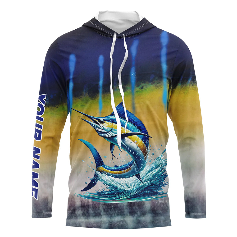 Personalized Marlin Fishing jerseys, Marlin scales UV protection performance saltwater fishing shirt NQS5254
