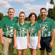 Load image into Gallery viewer, Green argyle pattern St Patrick Golf Polo Golf shirts for Women Custom gifts for the golfer NQS11476