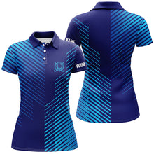 Load image into Gallery viewer, Blue stripes pattern Womens golf polo shirts custom golf shirts for women, ladies golf top NQS7842