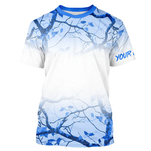 Personalized name White and Blue Camo performance long sleeve team fishing tournament shirts NQS9555
