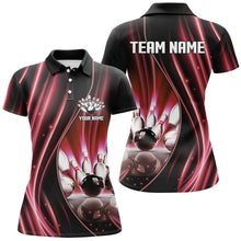 Load image into Gallery viewer, Red and black light Women Polo, 1/4 Quarter Zip Shirts Custom bowling team jerseys, gift for bowlers NQS7860