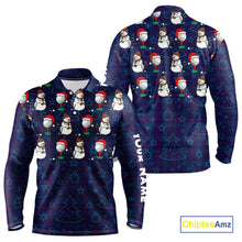Load image into Gallery viewer, Blue Christmas Plaid pattern snowman Golf Polo Shirts For Men custom Christmas mens golf attire NQS10902