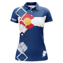 Load image into Gallery viewer, Women golf polo shirts Colorado flag patriot custom name golf shirts for ladies, gift for the golfers NQS8075