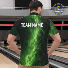 Load image into Gallery viewer, Men's Bowling Shirts Custom Green Lightning Thunder Bowling Team Jersey, gift for team Bowlers NQS10910