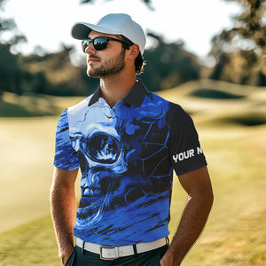 Black and Blue Skull Golf Custom Men golf polo shirts, personalized golf tournament jerseys for team NQS9584