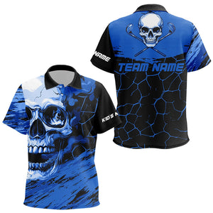 Black and Blue Skull Golf Custom Kid golf polo shirt, personalized golf polos for team NQS9584