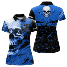 Load image into Gallery viewer, Black and Blue Skull Golf Custom Women golf polo shirts, personalized golf tournament jerseys for team NQS9584