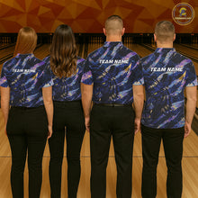 Load image into Gallery viewer, Blue and Purple watercolor Tiger Bowling Polo, Quarter Zip Shirt For Men Custom bowling Team outfit NQS11308
