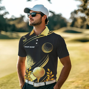 Black and Gold Mens Golf polo shirts custom golf apparel team jerseys, personalized golf gifts NQS9594