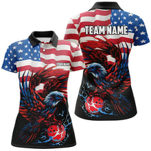 Load image into Gallery viewer, Personalized Eagle Bowling Shirts for Women, Custom Team's Name American Flag Cool Bowler Jerseys NQS7891