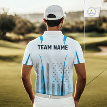 Load image into Gallery viewer, Blue American Flag Golf Polo Shirts For Men custom men&#39;s patriotic golf shirts, best golf gifts NQS10934