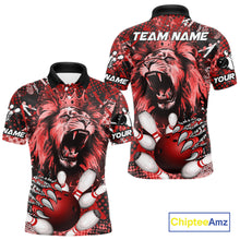 Load image into Gallery viewer, Red Camo Lion roar Bowling Polo, Quarter Zip Shirts for Men Custom Lion Bowling Team jerseys NQS11523