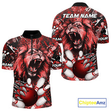 Load image into Gallery viewer, Red Camo Lion roar Bowling Polo, Quarter Zip Shirts for Men Custom Lion Bowling Team jerseys NQS11523