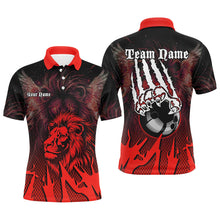 Load image into Gallery viewer, Black and Red Lion Bowling Polo, Quarter Zip Shirts For Men Custom Team Lion Bowling Jerseys NQS9598