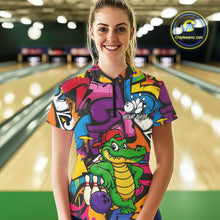 Load image into Gallery viewer, Funny Colorful Graffiti Pattern Alligator Bowling shirts for Women Custom Team bowling league jersey NQS10733