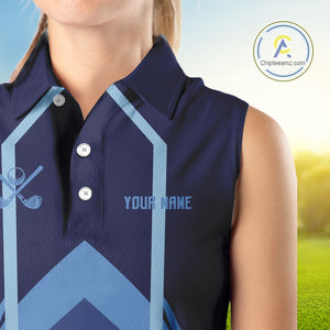 Sleeveless Golf polo shirts For Women custom team ladies golf top, unique golf gifts | Blue NQS10015