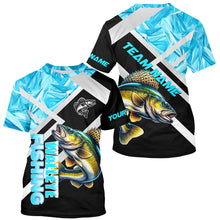 Load image into Gallery viewer, Personalized Blue Ice camo Walleye Ice Fishing Shirts Custom Team Walleye Long Sleeve Fishing Jersey NQS9286