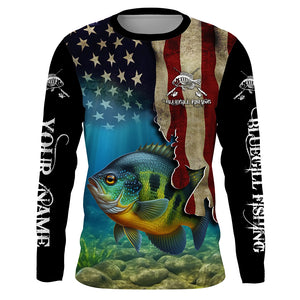 Bluegill Fishing 3D American Flag Patriotic Customize name All over printed shirts NQS516