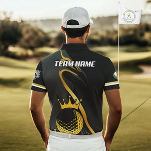 Black and Gold Crown Golf ball Men's golf polo shirts custom team golf tops for men NQS10757