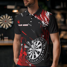 Load image into Gallery viewer, Retro Black Red Pattern Custom Darts Polo, Quarter-Zip Shirts For For Men Dart Team Jerseys NQS9456