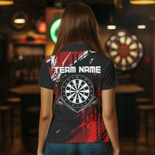 Load image into Gallery viewer, Retro Black Red Pattern Custom Darts Polo, Quarter-Zip Shirts For Women Dart Team Jerseys NQS9456