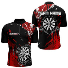 Load image into Gallery viewer, Retro Black Red Pattern Custom Darts Polo, Quarter-Zip Shirts For For Men Dart Team Jerseys NQS9456