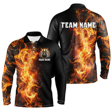 Load image into Gallery viewer, Flame Skull Black Bowling Shirts For Men Custom Team Bowling Jerseys, gift for bowlers NQS8369