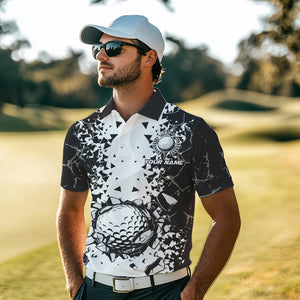 Black and White broken Golf ball Polo shirt for men Custom Team golf uniform mens golf tops NQS9787