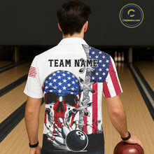 Load image into Gallery viewer, American Flag Skull Bowling Button-up Shirt Custom Patriotic Hawaiian Bowling Team jerseys NQS11694