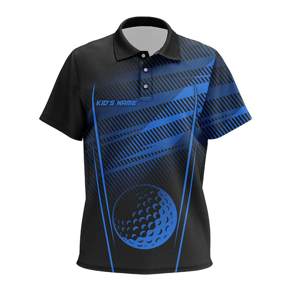 Black and Blue Pattern Golf ball custom Kid golf polo shirts, personalized golf gifts for Kid NQS8160