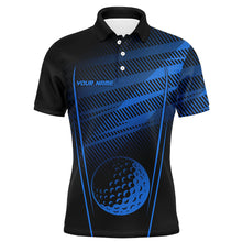 Load image into Gallery viewer, Black and Blue Pattern Golf ball custom Mens golf polo shirts, personalized golf gifts for men NQS8160