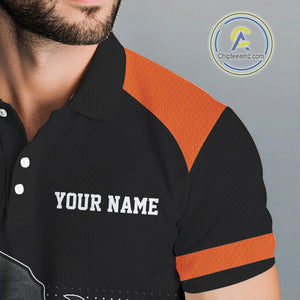 Black and Orange Funny pumpkin Golf Ball Men golf polo shirts Custom Halloween team mens golf wear NQS10778