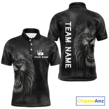 Load image into Gallery viewer, Lightning Thunder Smoke Lion Bowling Polo, 1/4 Zip Shirts For Men Custom Lion Team Bowling Jerseys NQS11162