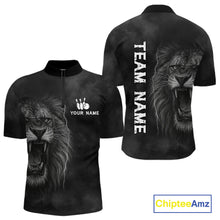 Load image into Gallery viewer, Lightning Thunder Smoke Lion Bowling Polo, 1/4 Zip Shirts For Men Custom Lion Team Bowling Jerseys NQS11162