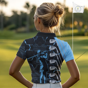 Blue and Black golf clubs Women golf polo shirts custom golf outfit ladies, personalized golf gifts NQS10212