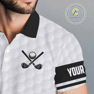 Blue & white golf ball short sleeve, long sleeve golf polo shirts custom name golf gifts for men NQS10214